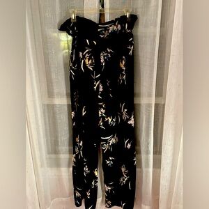A new day paperbag waist flowy floral pants.